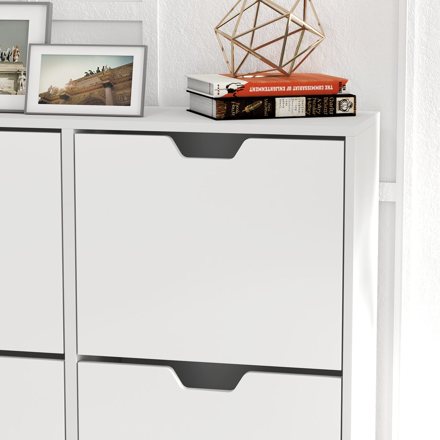 HOMCOM Shoe Storage Cabinet, 4 Flip Drawers, Shoe Organizer for 8-16 Pairs of Shoes, White