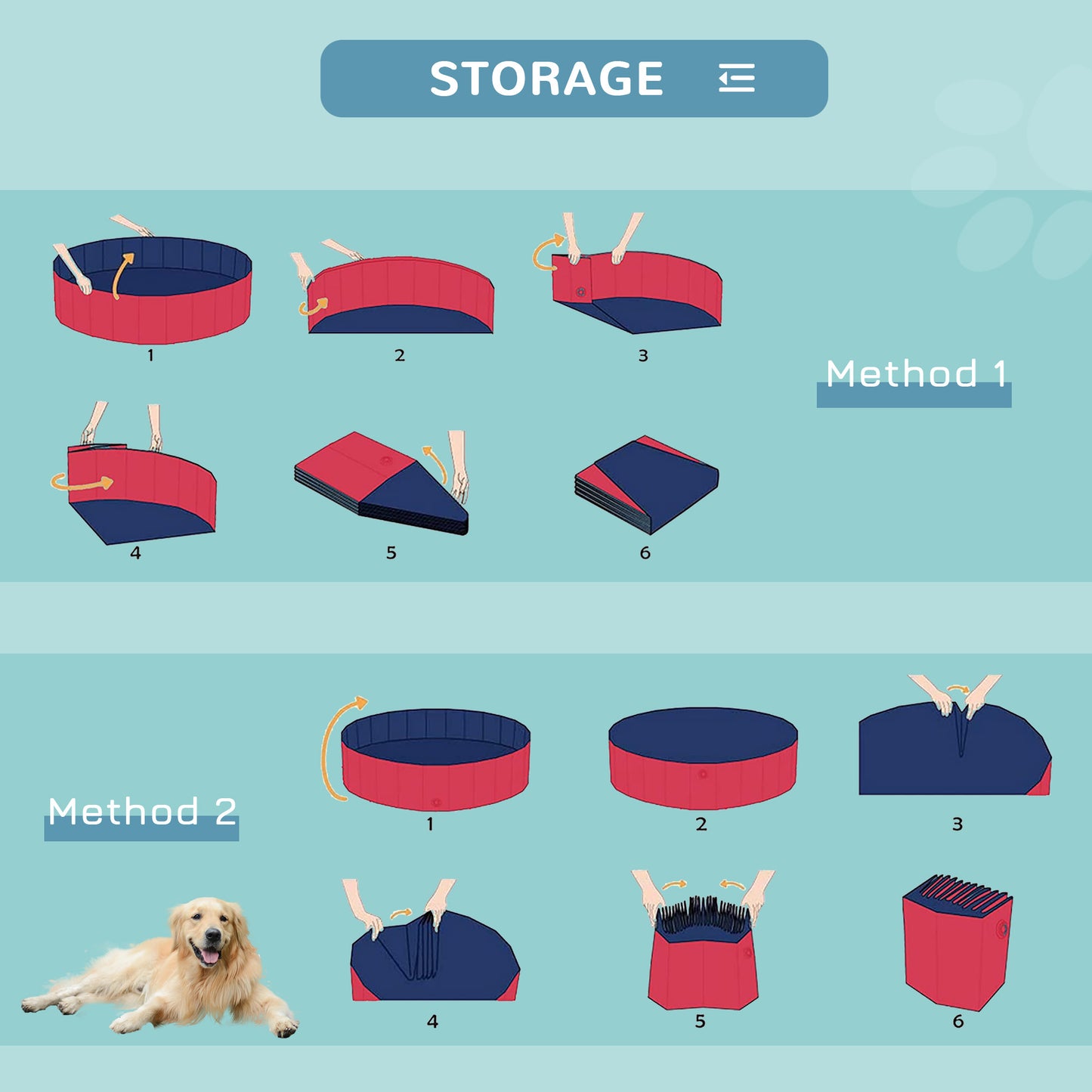 PawHut Dog Paddling Pool, Foldable Dog Pool, Leakproof & Hard Plastic, Portable Pet Bathtub with Non-Slip Base & Drainage Hole, for Indoors, Outdoors, Garden, Patio, 100 x 30 cm, Red