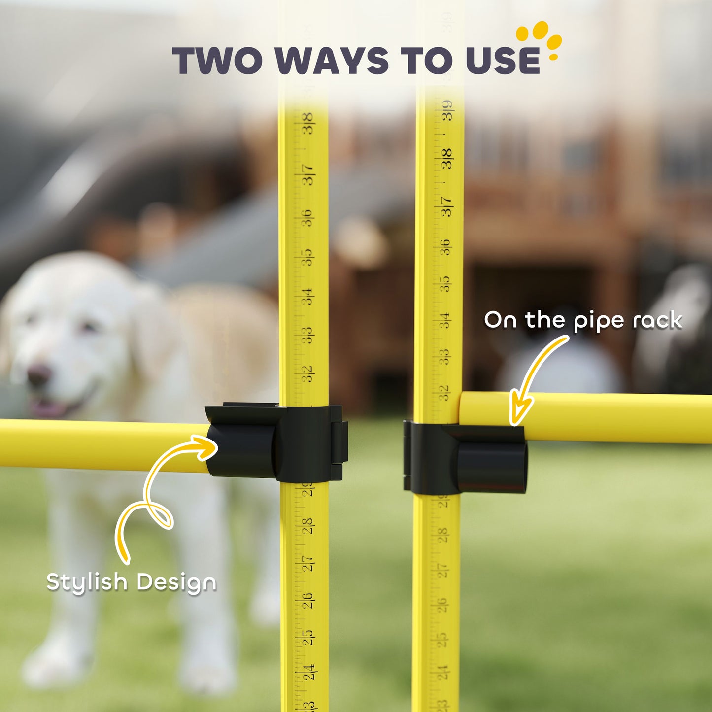 PawHut 4 Piece Dog Agility Equipment with 4 Hurdle & Carry Bag for Jump Training, Yellow