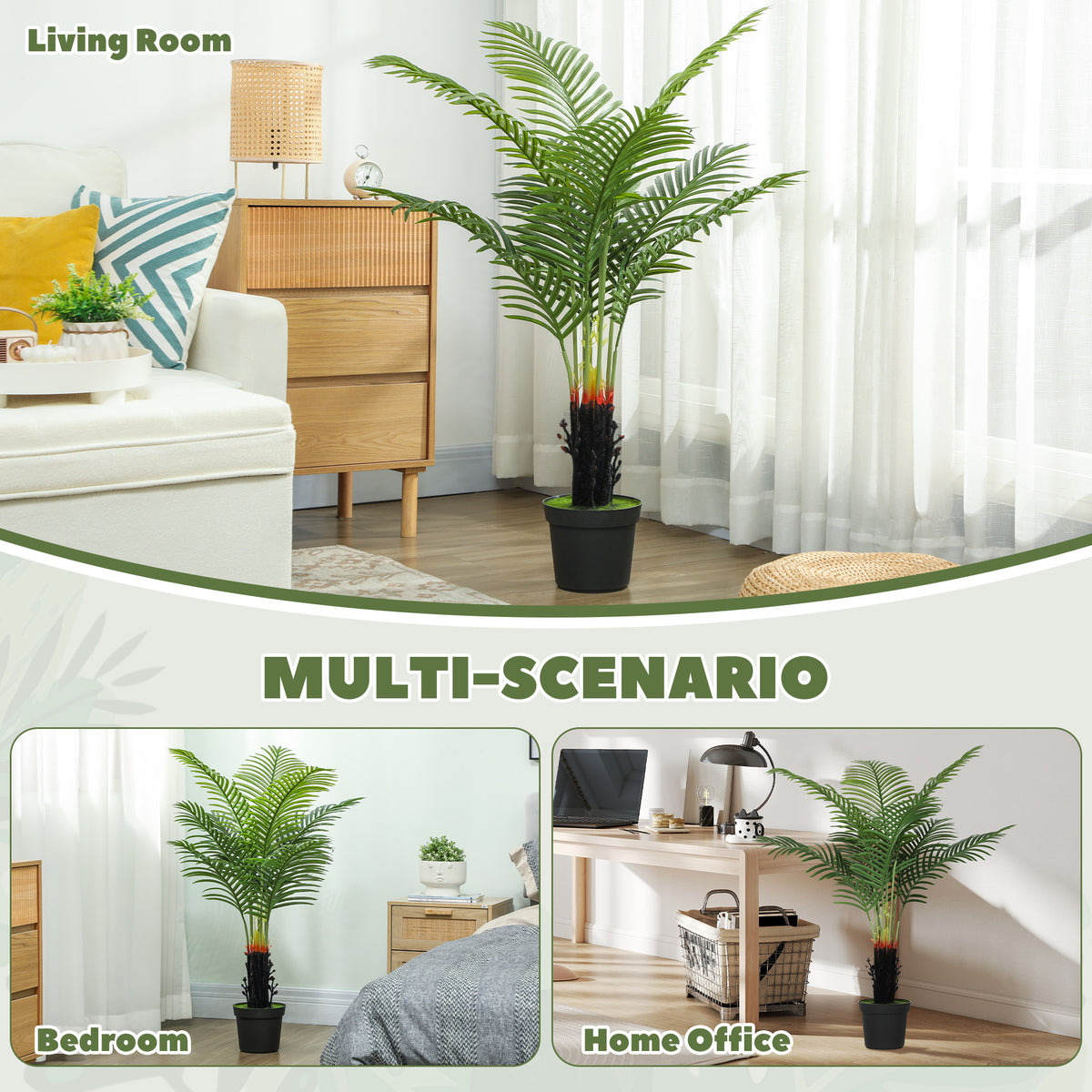 HOMCOM 120cm Artificial Areca Palm Tree in Green