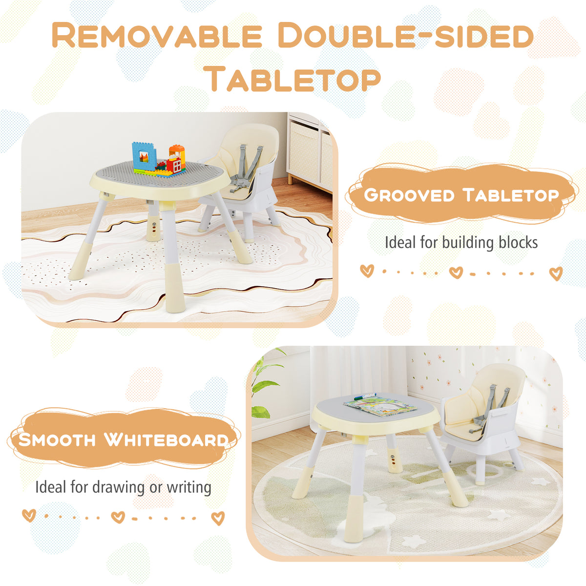 16-in-1 Convertible Baby High Chair with Removable Tray and 5-Point Harness-Beige