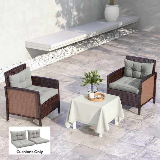 Outsunny 4-Piece Seat Cushions Back Pillows Replacement in Light Grey