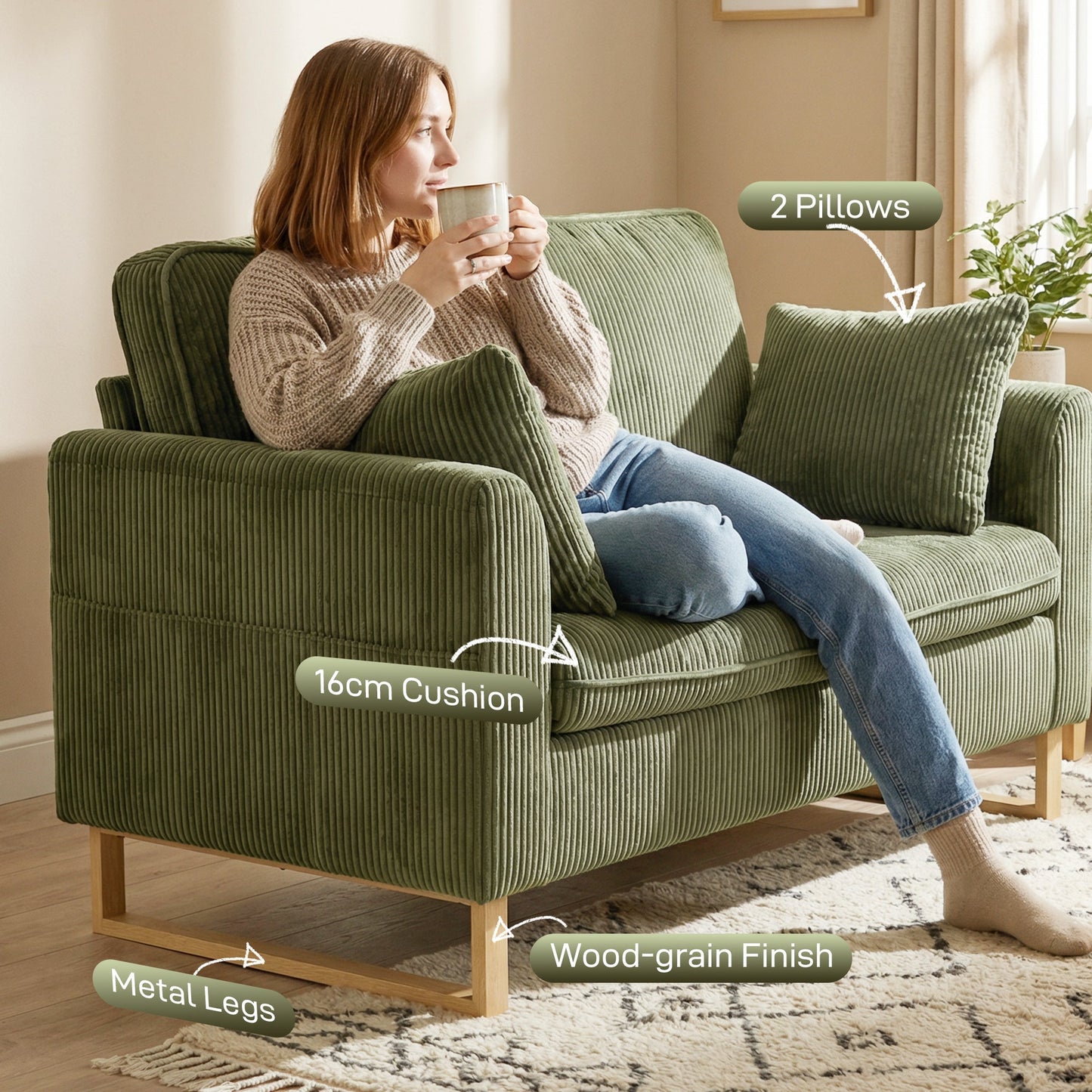 HOMCOM 2 Seater Sofa in Dark Green
