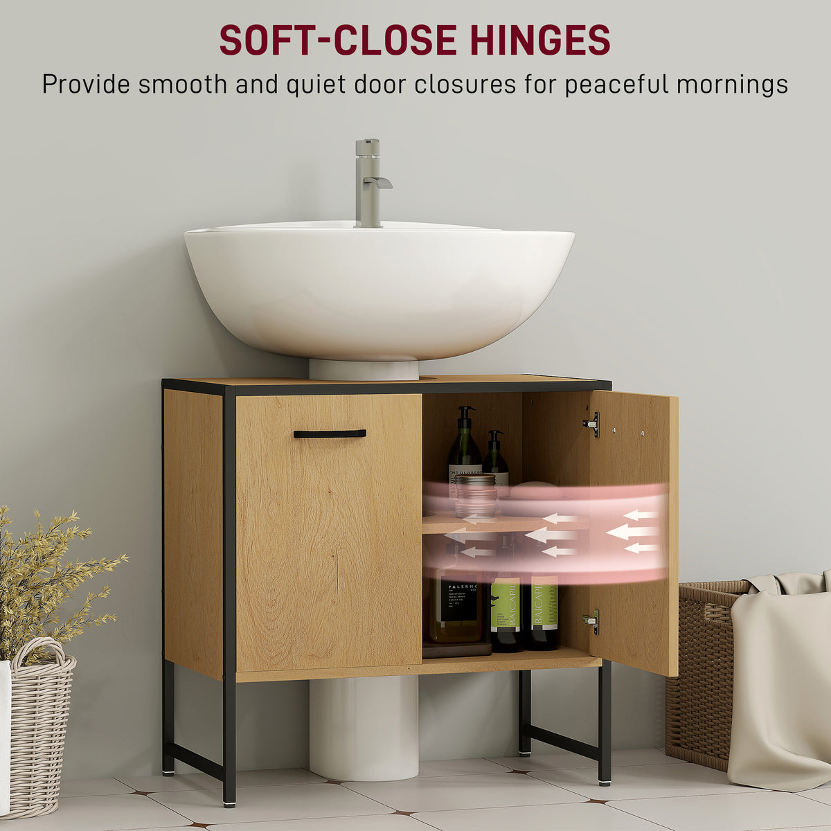 HOMCOM Bathroom Vanity Unit in a Natural Wood Finish