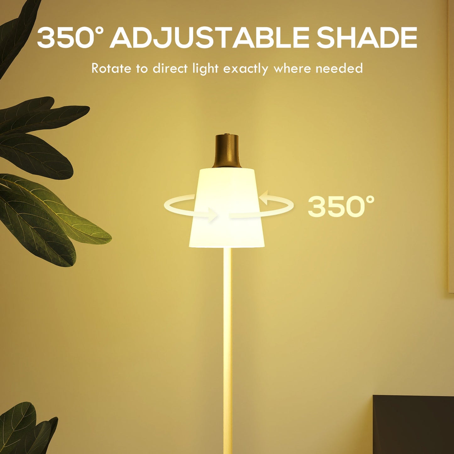 HOMCOM Modern Standing Lamp, Floor Lamp with 350° Rotatable Head for Living Room, White