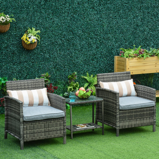Outsunny 3 Pieces Rattan Bistro Set in Grey