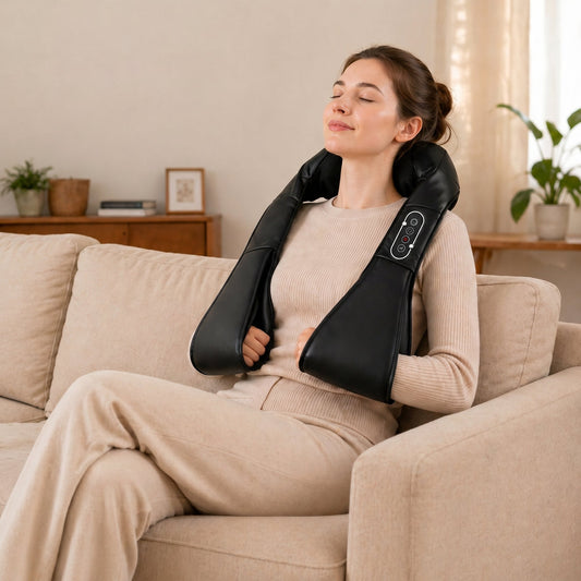 HOMCOM Cordless Neck Massager with Heat, Deep Tissue 4D Shiatsu Neck and Shoulder Massager for Car Home, Gifts for Men Women