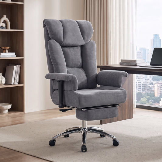 HOMCOM 250 kg Big and Tall Massage Office Chair with Heat, High Back, Height Adjustable Linen Executive Desk Chair, Dark Grey