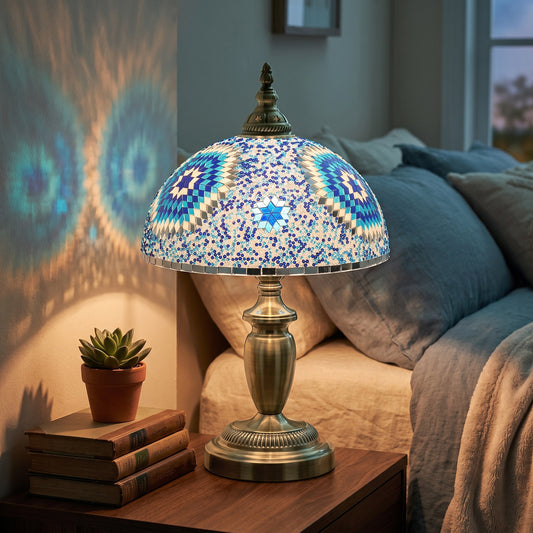 HOMCOM 30cm Tiffany Lamp in Blue