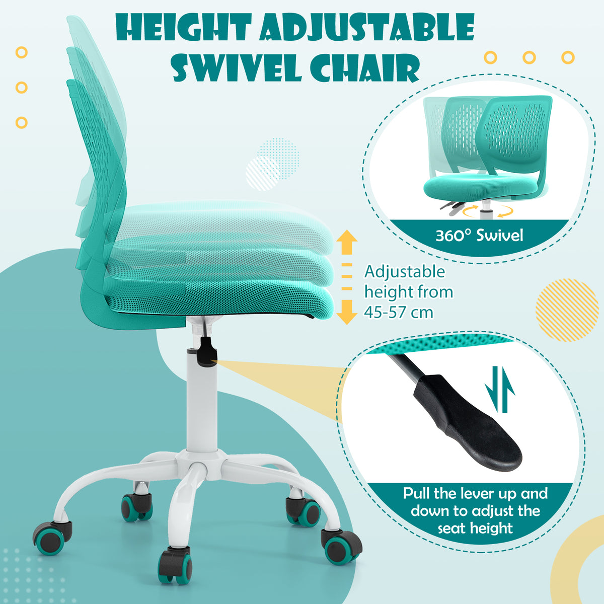 Ergonomic Children Study Chair with Adjustable Height-Green