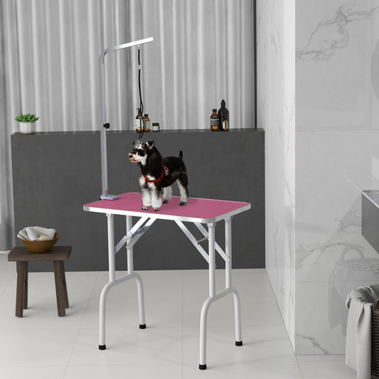 PawHut 32" Foldable Dog Grooming Table in Pink