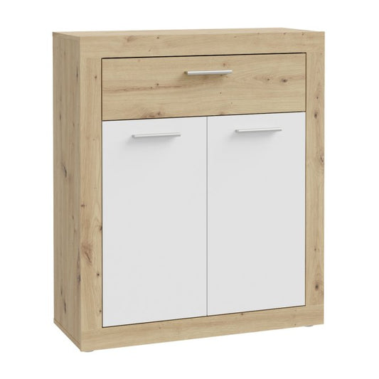 Baccio 83cm Shoe Cabinet with Drawer (BCCK222) in Artisan Oak and White