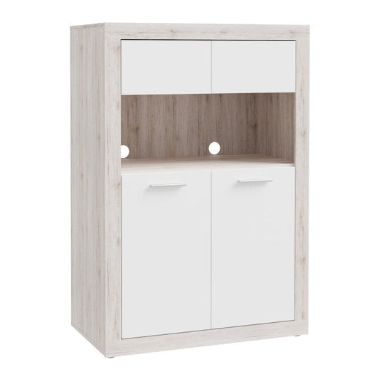 Baccio 93cm 4 Door Storage Cabinet (BCCS321) in Sand Oak and White