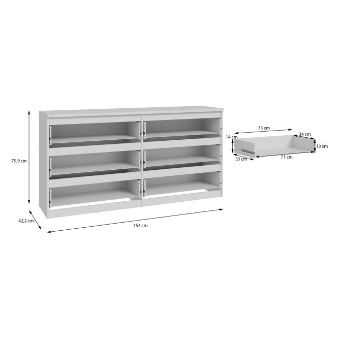 Chelsea 154cm 6 Drawer Chest (CHLK26) in White