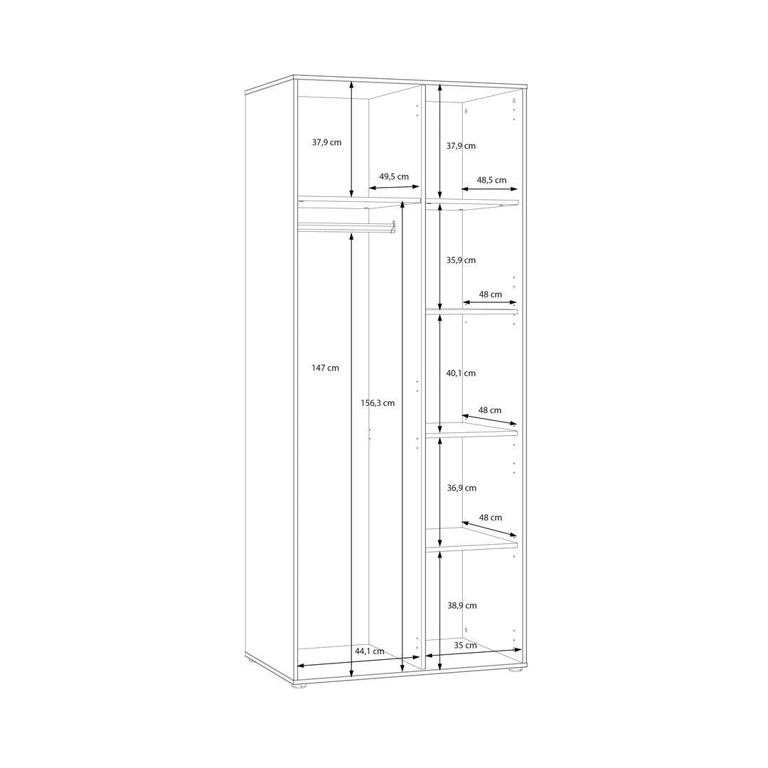 Eliston 84cm 2 Door Wardrobe (EGMS822) in Mauvella Oak and Sand