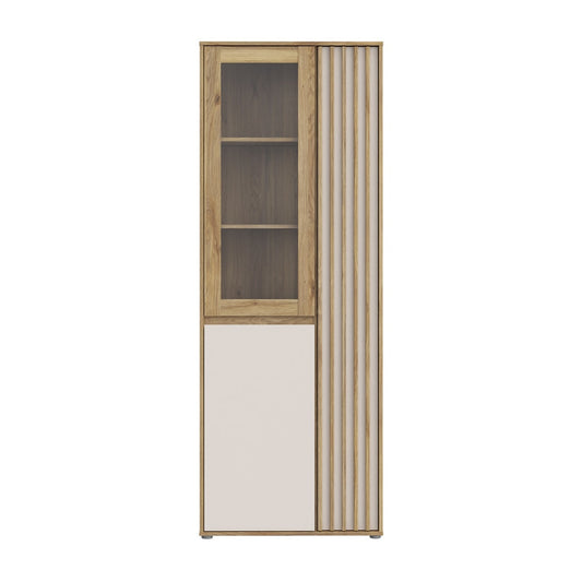 Eliston 74cm 3 Door Tall Display Cabinet (EGMV721) in Mauvella Oak and Sand
