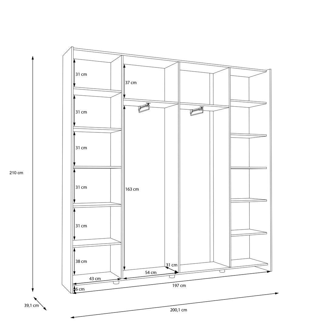 Home Nook Sliding Door Wardrobe 200cm in White