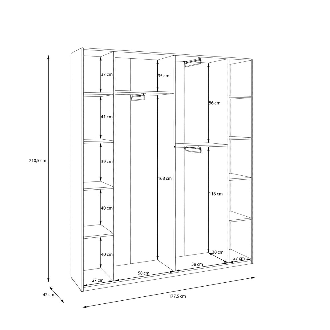 Home Nook Hinged Door Wardrobe 178cm in White