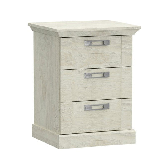 Kashmir 3 Drawer Bedside Cabinet (KSMK113) in White Pine