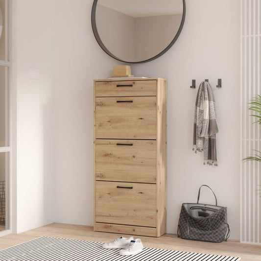 Niko 59cm 3 Tier Shoe Cabinet with Drawer (NIKD311) in Artisan Oak