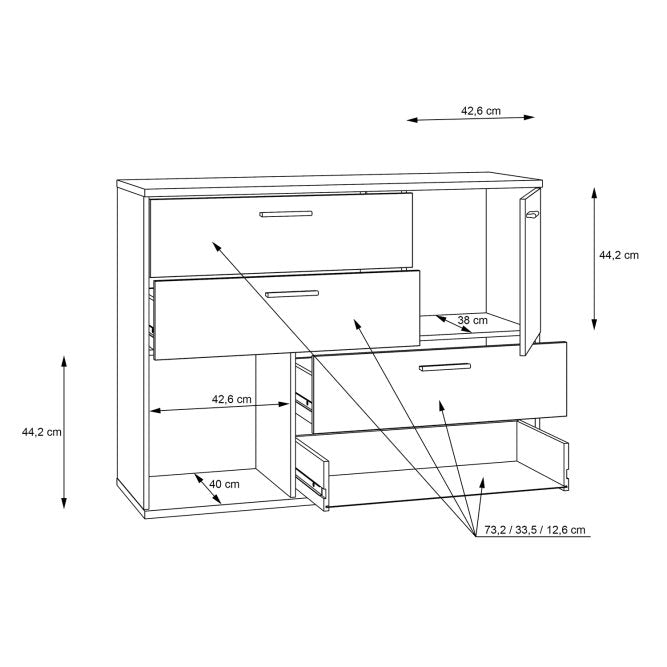 Skive 125cm 2 Door 4 Drawer Sideboard (SKVK46)