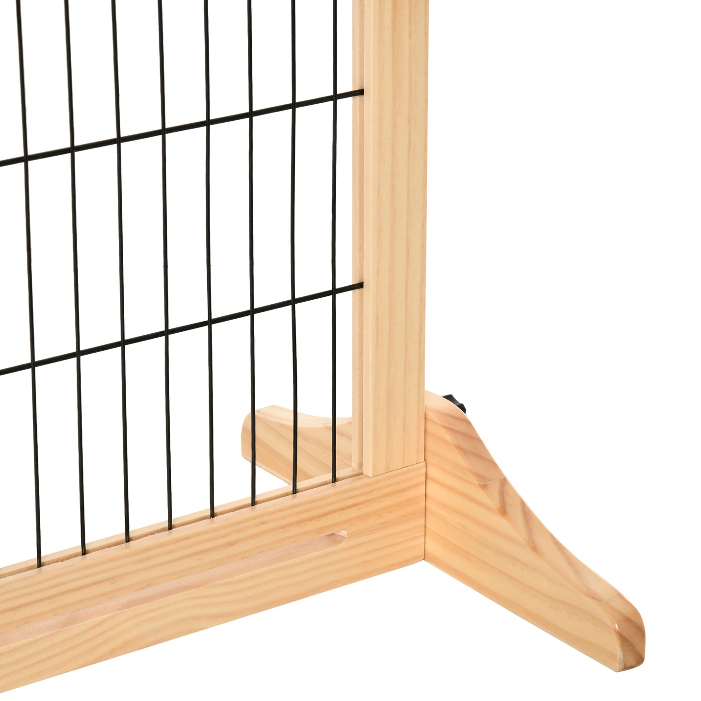PawHut Freestanding Dog Gate, Foldable Pet Fence, Indoor Wood Barrier, Stair Gate with Support Feet, for Doorway, Hallway, Small and Medium Dogs, 69H x 104-183 cm, Natural Wood Finish