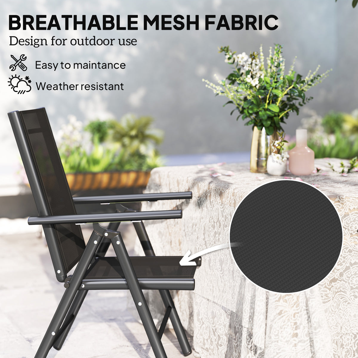 Outsunny Set of 2 Folding Garden Chairs in Black