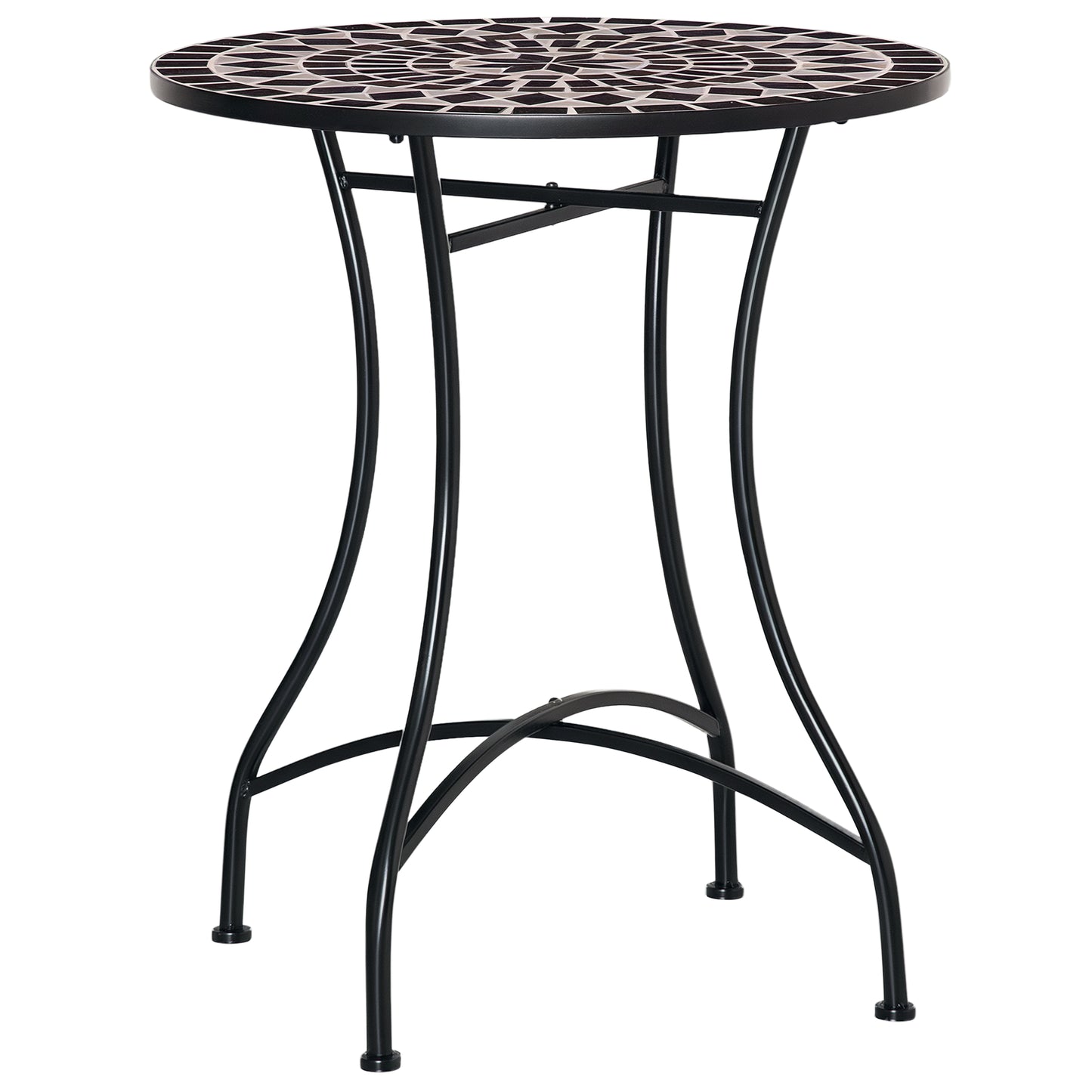 طاولة فناء خارجية من Outsunny Mosaic مقاس 60 سم - أسود
