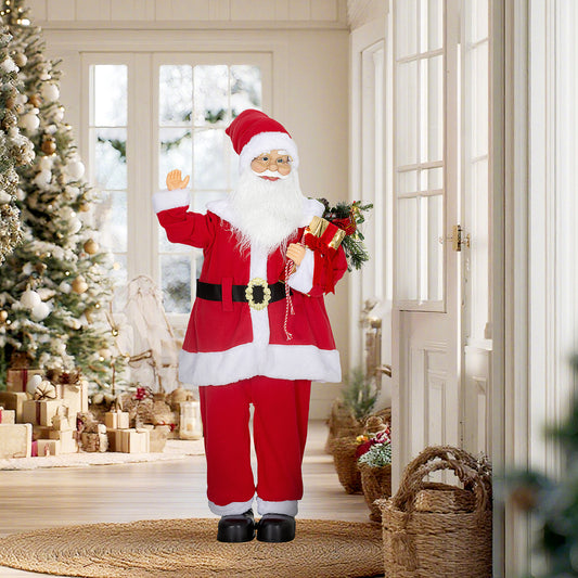 HOMCOM Life Size Santa Claus Christmas Decoration in Red