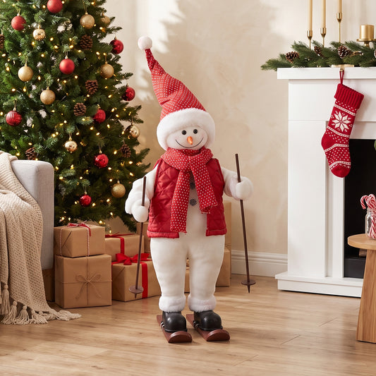 HOMCOM 2ft Singing Skiing Santa Claus in Red