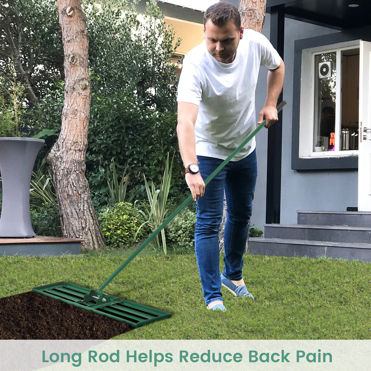 75/91/106 x 25cm Lawn Leveling Rak with Ergonomic Handle-91 x 25 cm