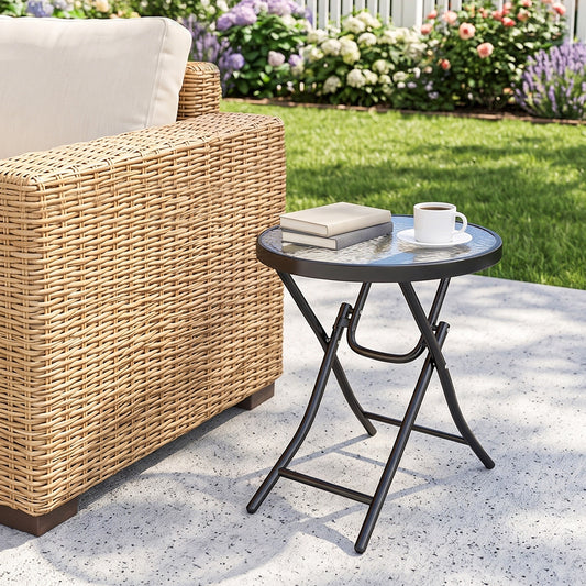 Outsunny Foldable Garden Side Table in Black