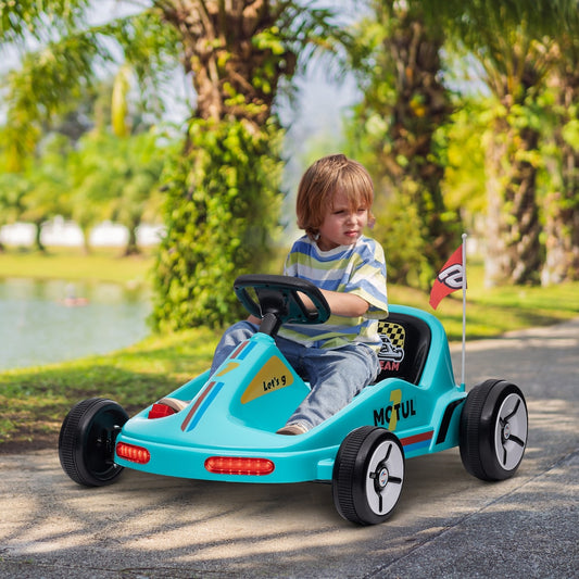 AIYAPLAY 6V Electric Go Kart for Kids with Music in Blue