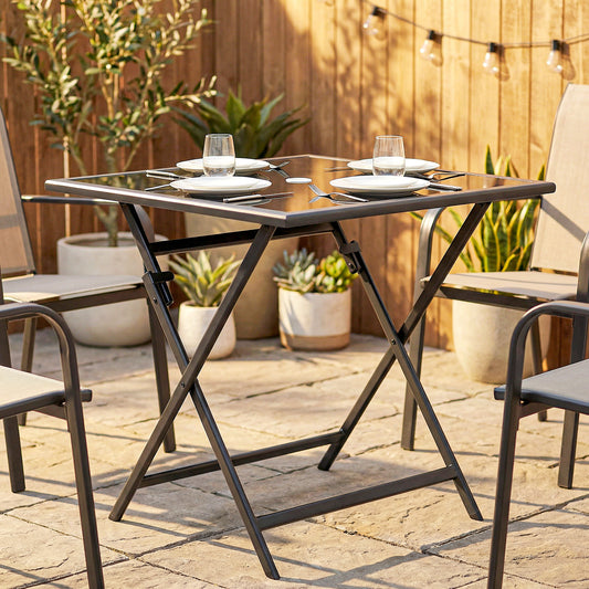Outsunny Folding Outdoor Dining Table in Black