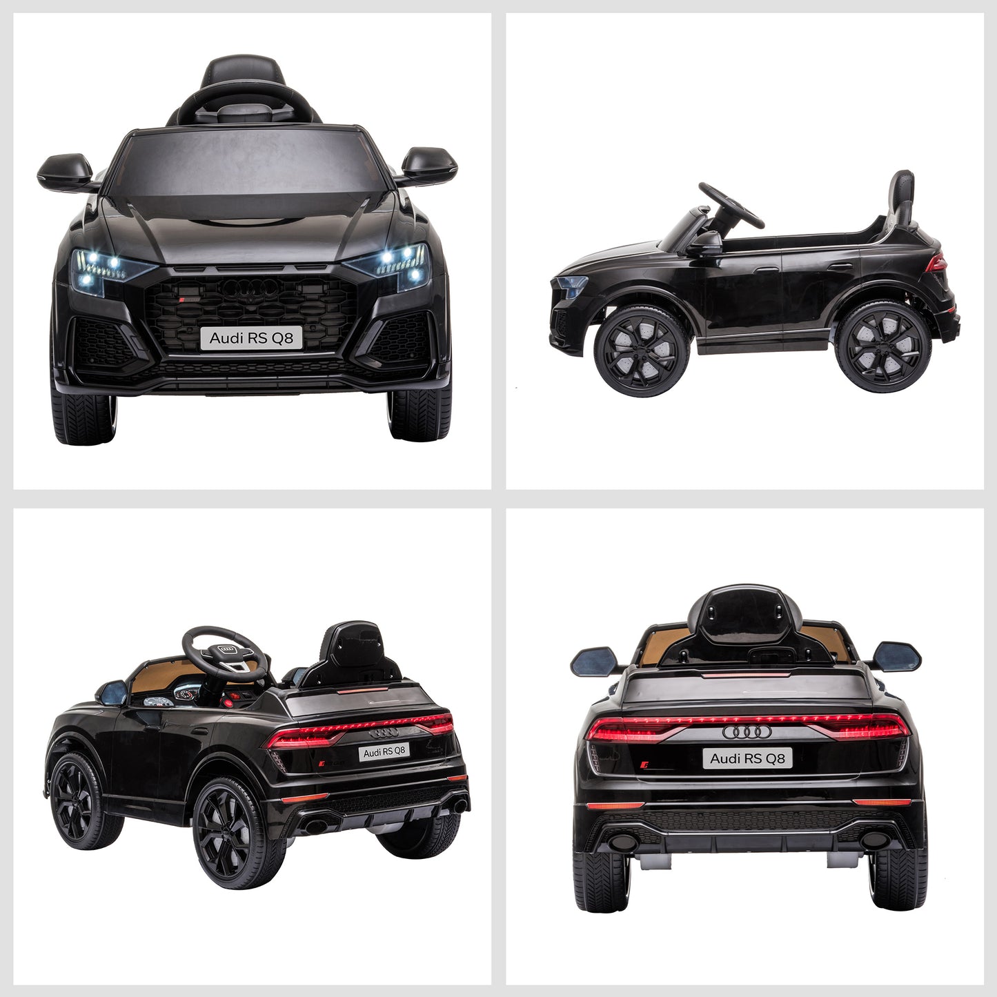 HOMCOM Licensed Audi RS Q8 Electric Ride On Car, with Remote Control, Black