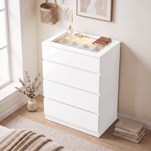 HOMCOM High Gloss 4 Drawer Chest of Drawers in White
