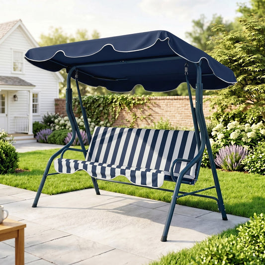 Outsunny 3 Seater Garden Swing Seat Chair in Blue