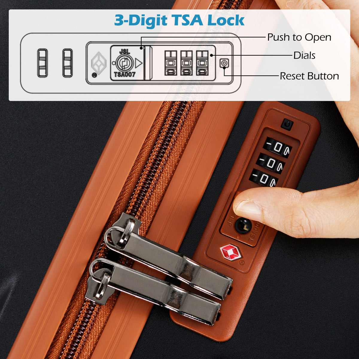 Large/Medium/Small Carry on Suitcase Sets with Premium Wheels and TSA Approved Lock-Black