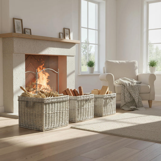 Outsunny Set of 3 Log Baskets in Beige