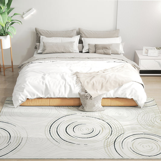 HOMCOM Modern Area Rug in Cream White