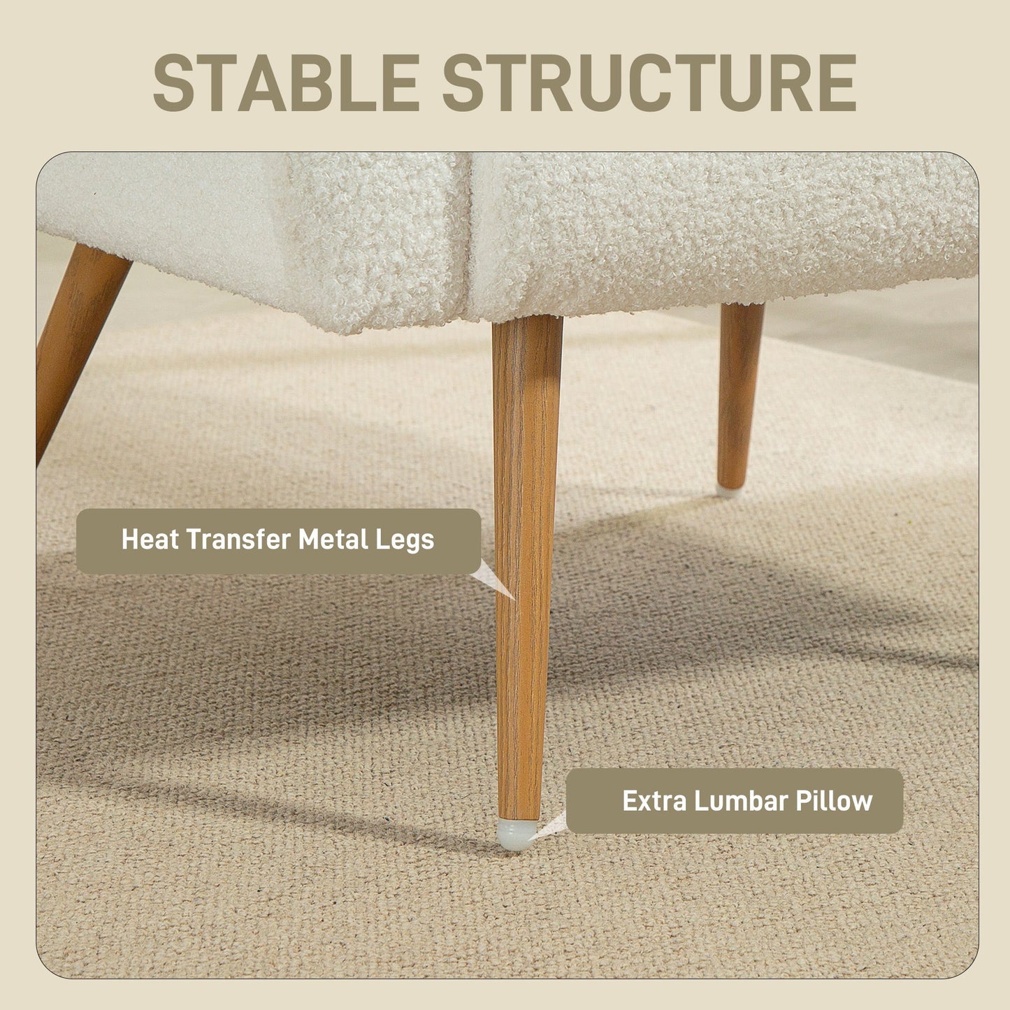 HOMCOM Teddy Fleece Accent Chair - Cream White