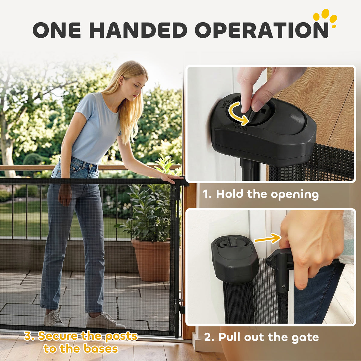 PawHut Retractable Dog Gate in Black