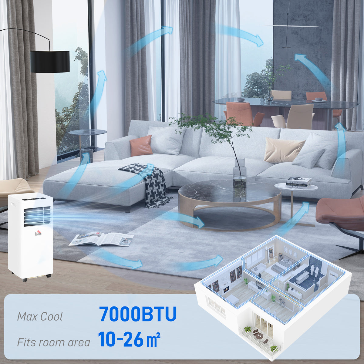 HOMCOM 7000 BTU Air Conditioning Unit in White