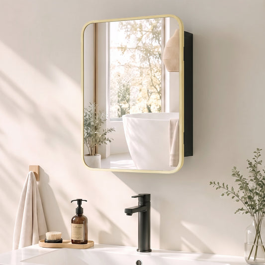 HOMCOM Bathroom Medicine Mirror Cabinet in a Natural Wood Finish