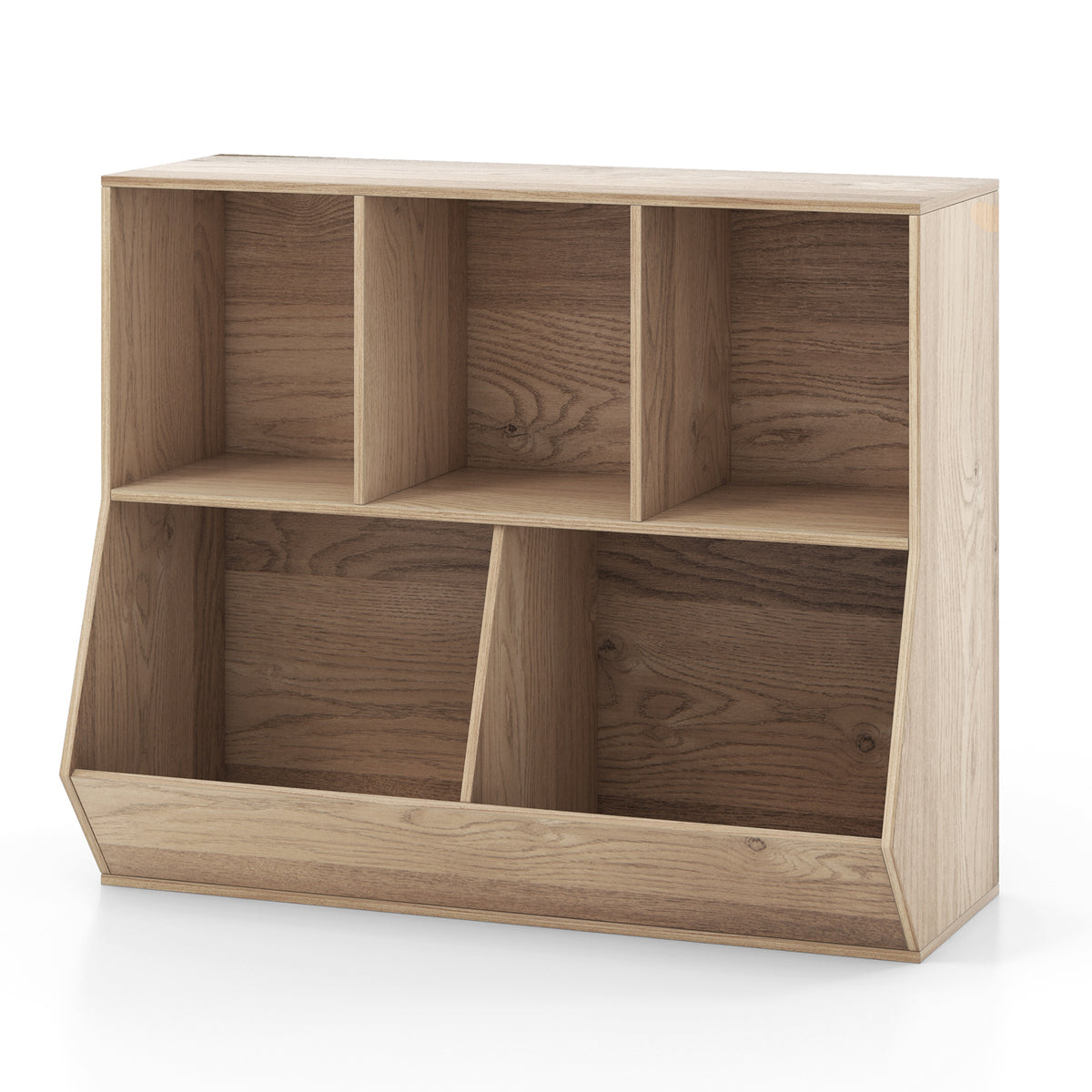 5-Cube Kids Toy Storage Organizer with Anti-Tipping Kits-Natural