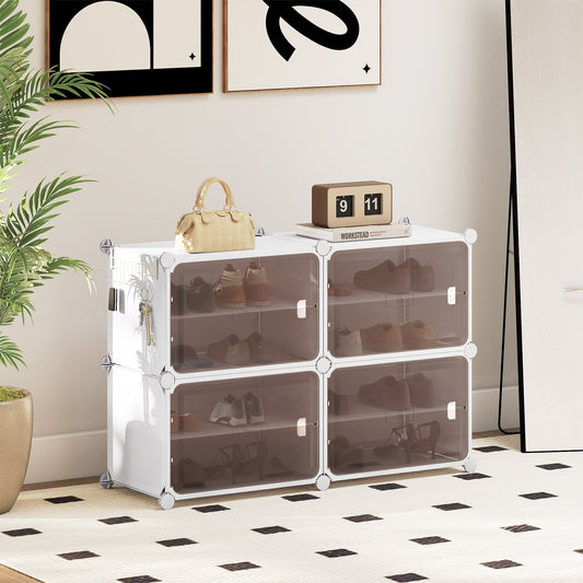 4/6/8/10 Tier Shoe Storage Cabinet with Removable Shelves-4-Tier