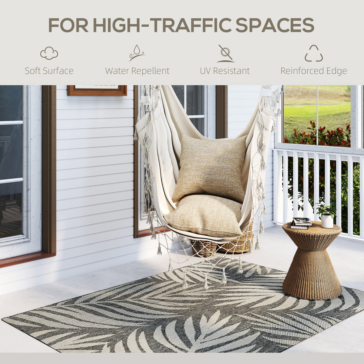 HOMCOM UV Resistant Indoor & Outdoor Area Rug in Grey