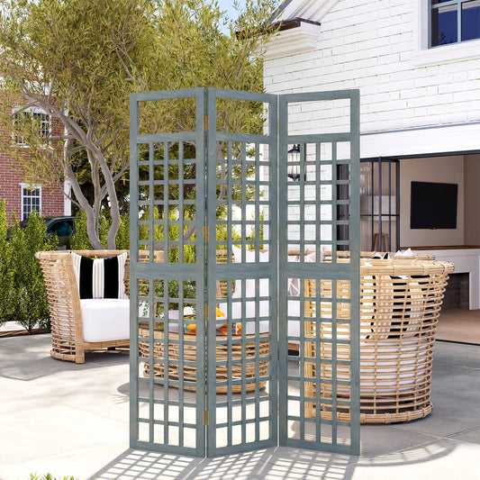 Outsunny 3-Panel Garden Privacy Screen in Grey