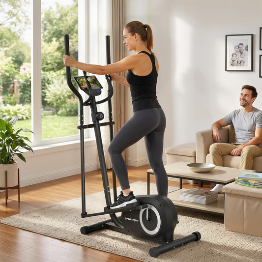 SPORTNOW Elliptical Cross Trainer for Home, Quiet Magnetic Elliptical Machine with Bluetooth, App Compatible, 8-Level Resistance