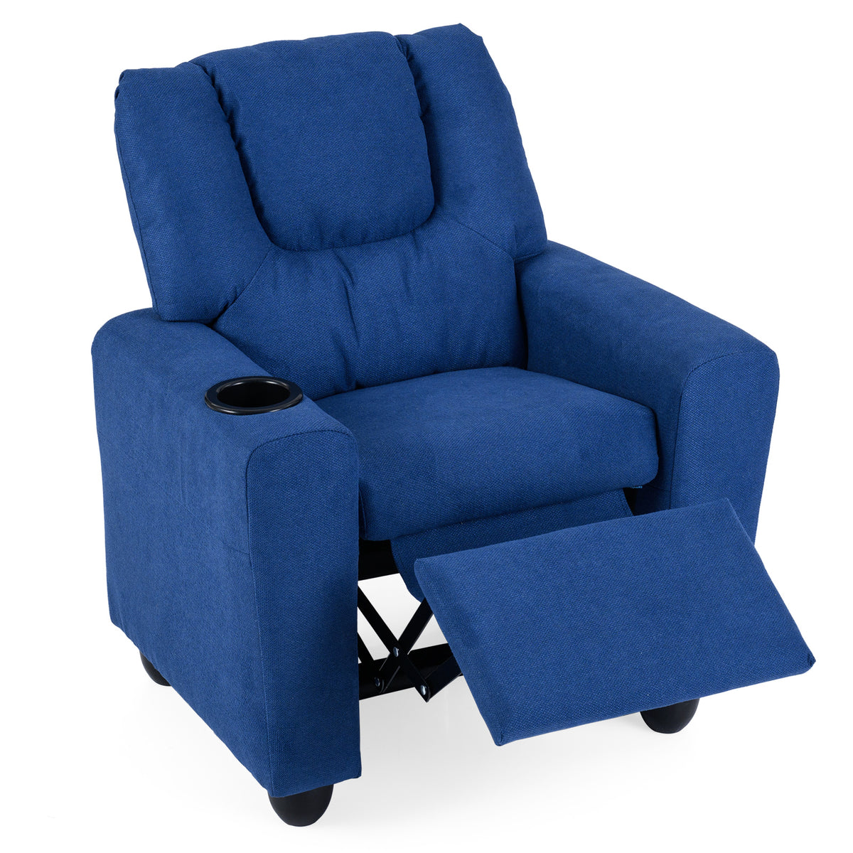 Kids Recliner with Cup Holder PU Leather Kids Reclining Chair-Blue